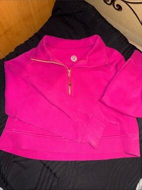 Lemon Women's Bright Pink Half-Zip Cowl Turtleneck Sweater